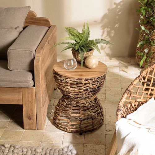 Tabouret Assise En Bois De Teck Recyclé