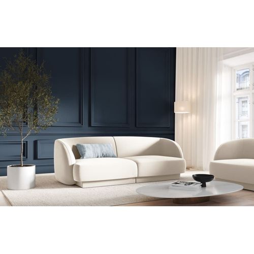 Canapé 2 Places En Tissu Velours Beige Clair