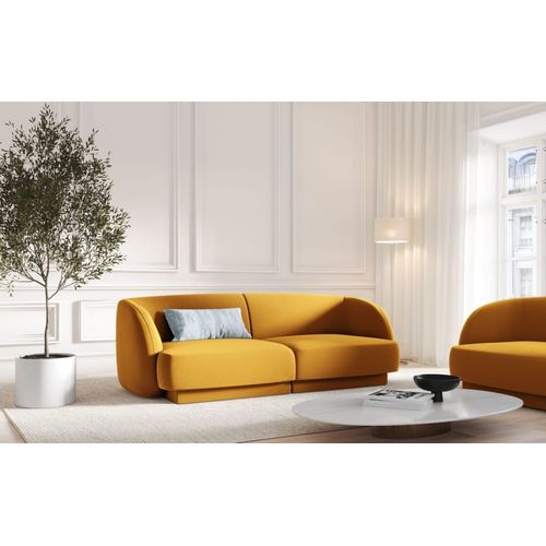 Canapé 2 Places En Tissu Velours Jaune