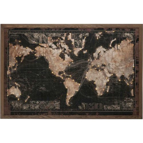 Tableau Cartes du monde Bois Marron