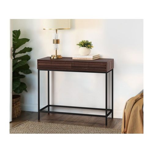Console Avec 2 Tiroirs En Panneaux De Particules Noyer