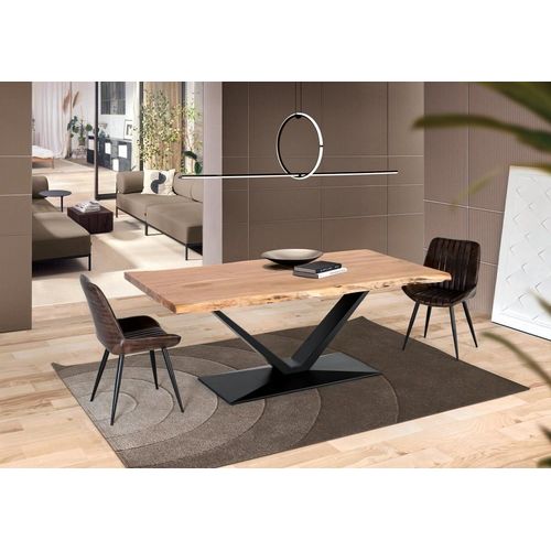 Table À Manger En Bois D'acacia Et Métal