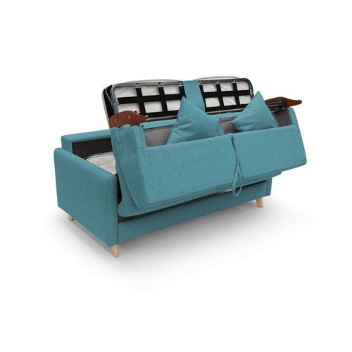 Canapé Lit Convertible En Tissu Imperméable 180 Cm Bleu Ciel
