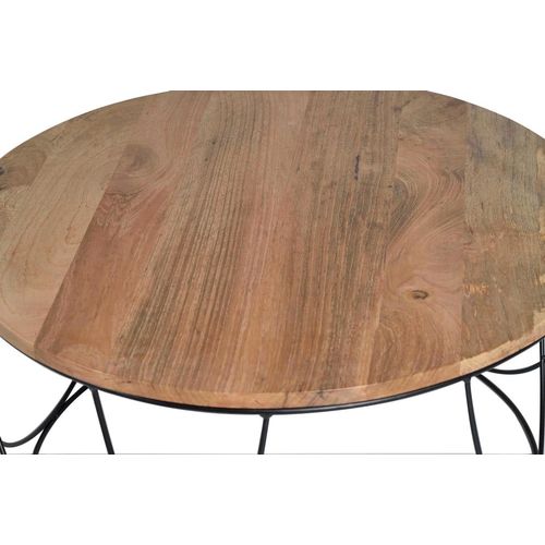 Table Basse En Manguier Et Détails En Métal