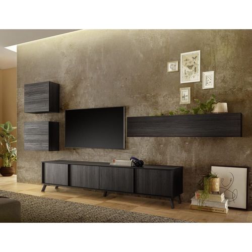 Meuble Tv 4 Portes - L205 Cm - Noir