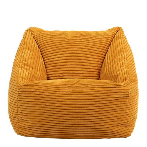 Pouf Fauteuil Enfant Velours Côtelé Jaune Ocre