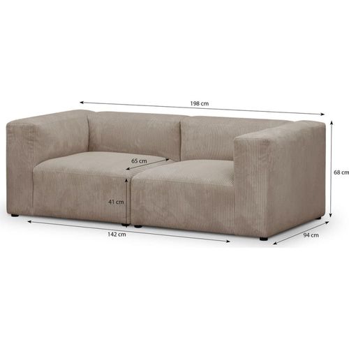 Canapé Modulable 3 Places En Velours Côtelé Taupe
