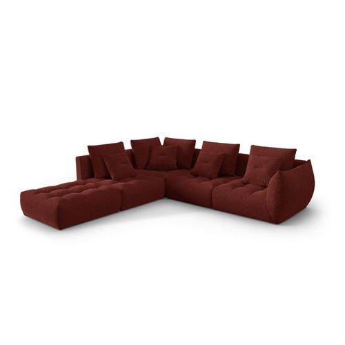 Canapé D'angle Gauche Modulaire 4 Places En Tissu Structurel Rouge