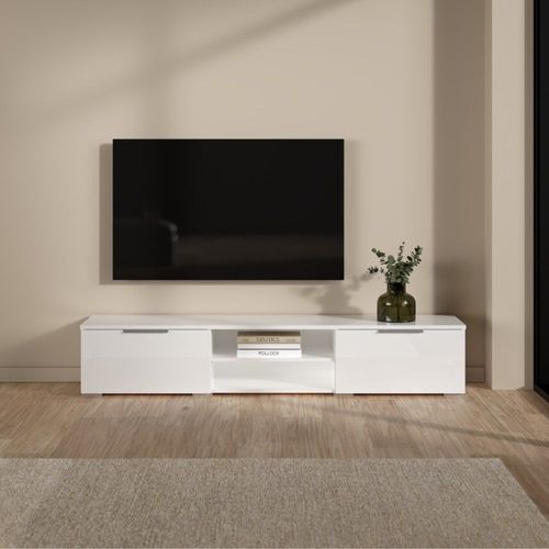 Meuble Tv 2 Tiroirs Et 2 Niches L172,7 Cm - Blanc