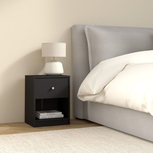 Table De Chevet 1 Tiroir Et 1 Niche L37,9 Cm - Noir