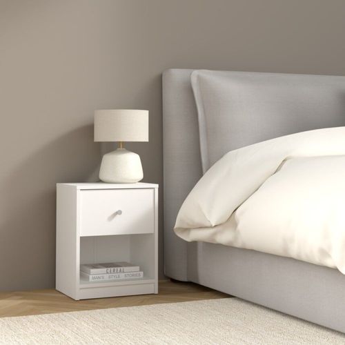 Table De Chevet 1 Tiroir Et 1 Niche L37,9 Cm - Blanc