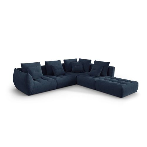 Canapé D'angle Droit Modulaire 4 Places En Tissu Structurel Bleu Foncé