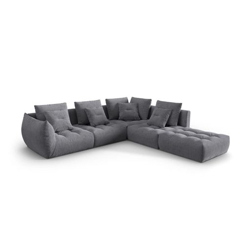 Canapé D'angle Droit Modulaire 4 Places En Tissu Structurel Gris