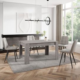 Table À Manger Effet Bois Ciment 140x90x76cm