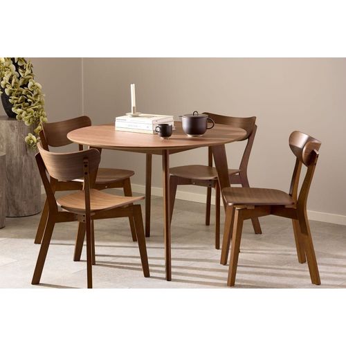 Table Ronde En Bois D120 Noyer 4/6 Places