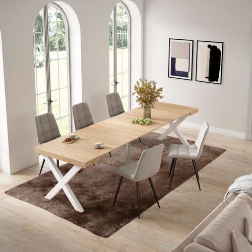 Console Extensible Effet Bois De Chêne 302x90x73cm