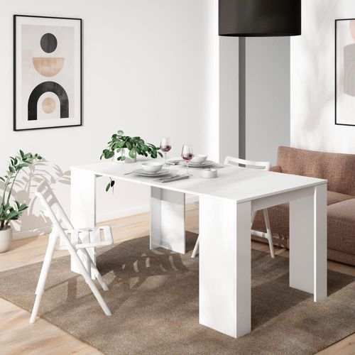 Console Extensible Effet Bois Blanc 140x90x77cm