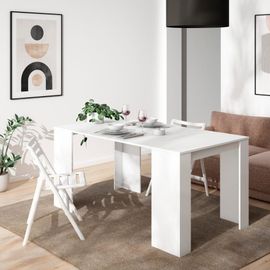 Console Extensible Effet Bois Blanc 140x90x77cm
