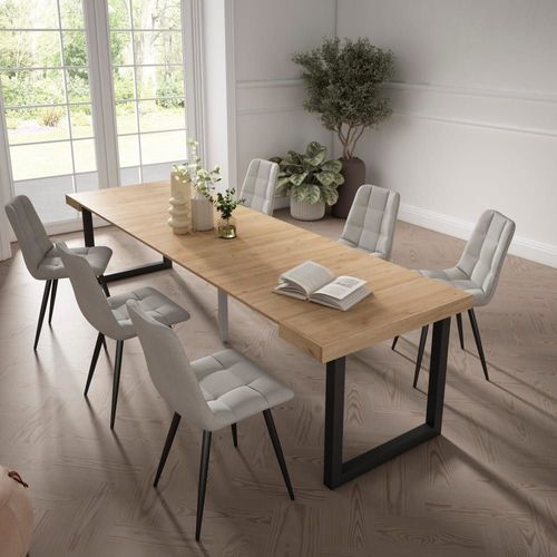 Console Extensible Effet Bois De Chêne 302x90x73cm