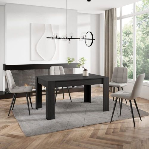 Table À Manger Effet Bois Noir 140x90x76cm