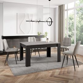 Table À Manger Effet Bois Ciment Et Noir 140x90x76cm