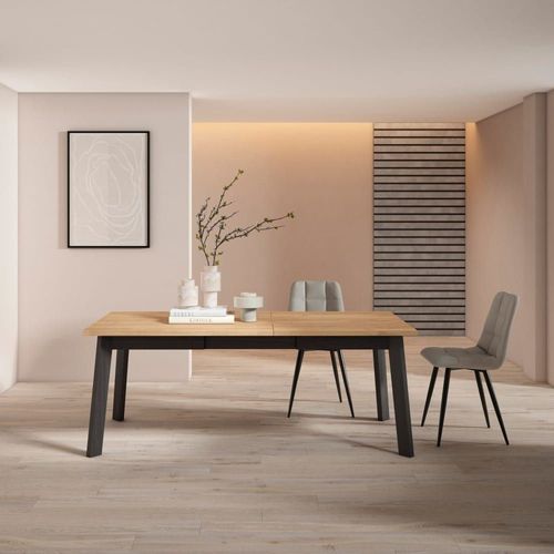 Table À Manger Effet Bois De Chêne Et Noir 194x90x75cm