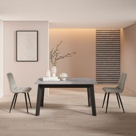 Table À Manger Effet Bois Ciment 140x90x75cm