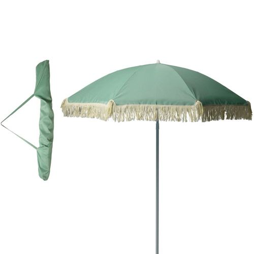 Parasol De Plage Vert Avec Frange Diamètre 176cm
