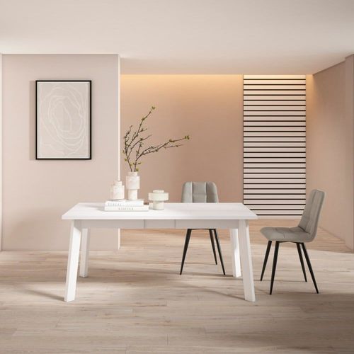 Table À Manger Effet Bois Blanc 167x90x75cm