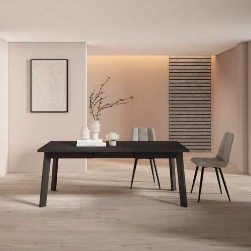 Table À Manger Effet Bois Noir 194x90x75cm