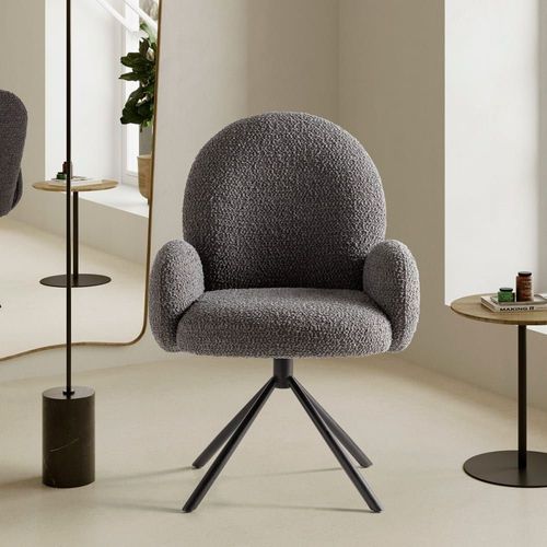 Fauteuil De Table Pivotant En Tissu Boulcé Gris Foncé