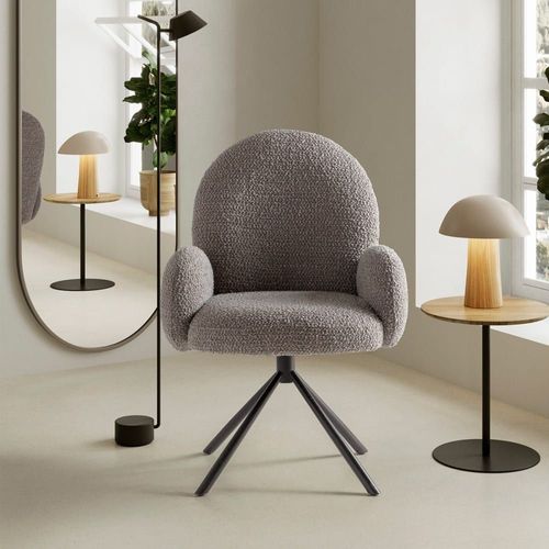 Fauteuil De Table Pivotant En Tissu Boulcé Gris Clair