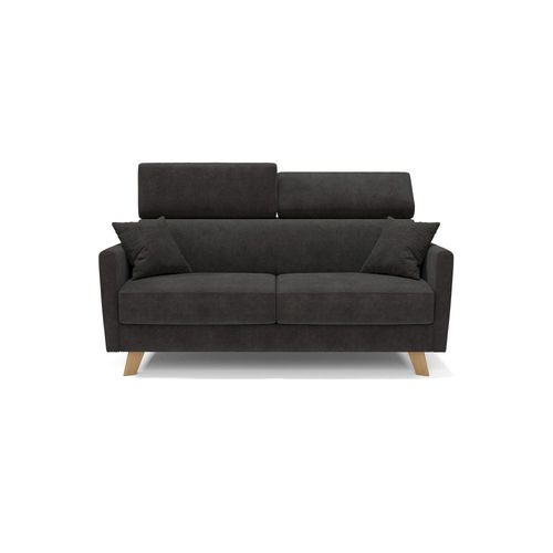 Canapé Convertible Avec Têtières Réglables 200 Cm Noir