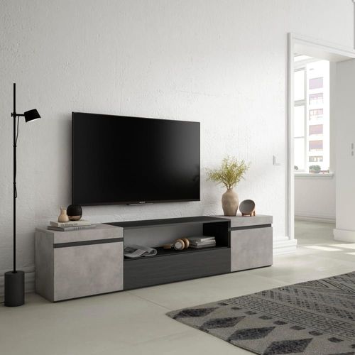 Meuble Tv Effet Bois Ciment 200x35x45cm