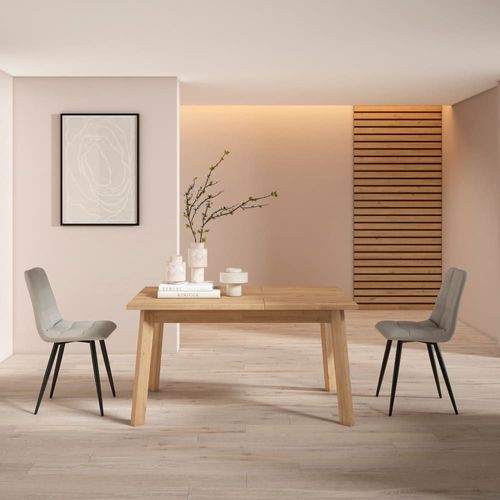 Table À Manger Effet Bois De Chêne 140x90x75cm