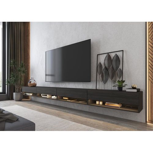 Meuble Tv Effet Bois Noir 360x34x30cm