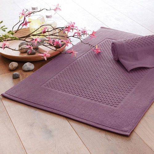Lot de 2 tapis de bain en coton violet prune 50x70