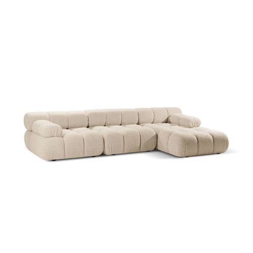 Canapé D'angle Droit Modulaire 4 Places En Bouclé Beige Clair