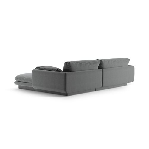 Canapé D'angle Gauche 4 Places En Tissu Structurel Gris Foncé
