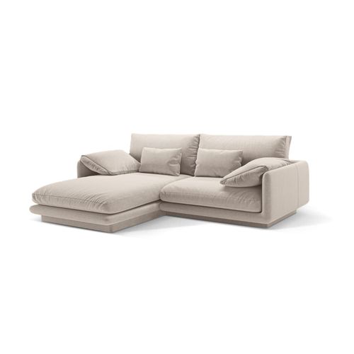Canapé D'angle Gauche 3 Places En Tissu Structurel Beige Clair
