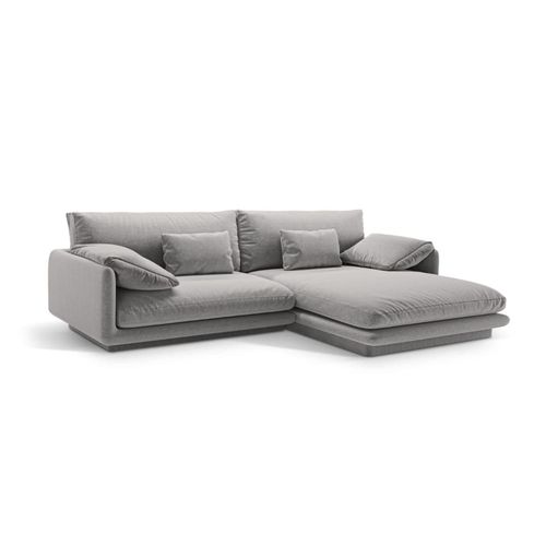 Canapé D'angle Droit 4 Places En Tissu Structurel Gris Clair