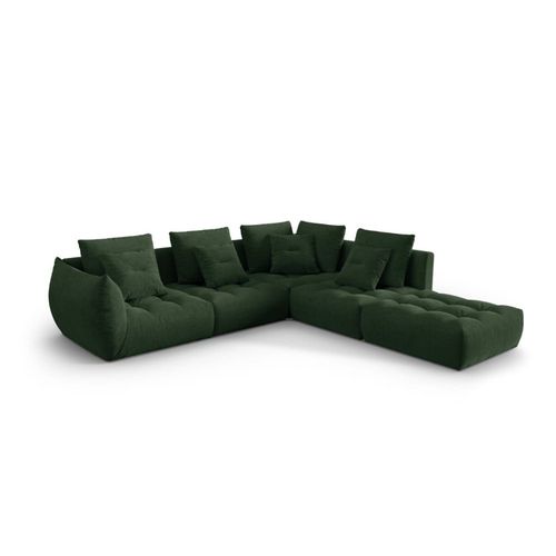 Canapé D'angle Droit Modulaire 4 Places Tissu Structurel Vert Mousse
