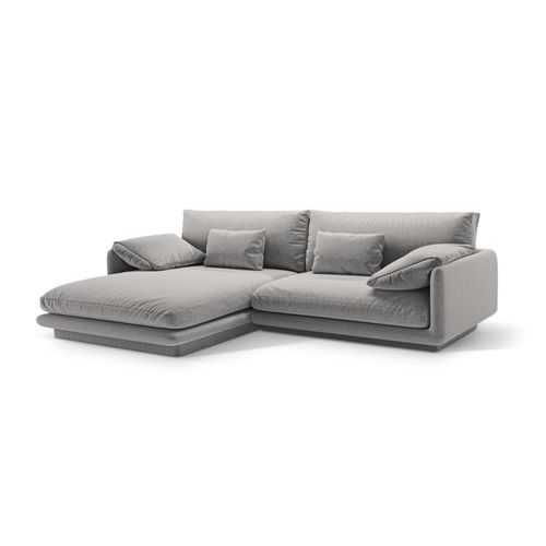 Canapé D'angle Gauche 4 Places En Tissu Structurel Gris Clair