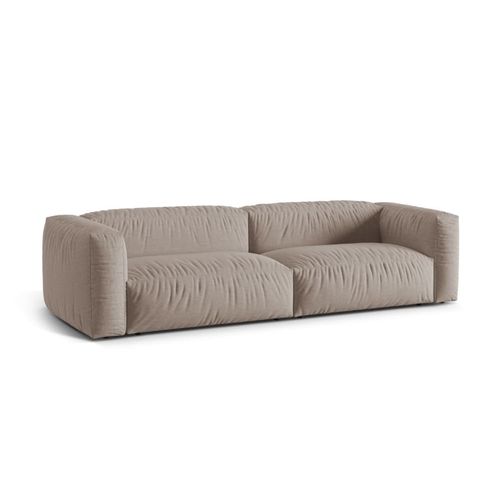 Canapé Modulaire 4 Places En Tissu Structurel Beige Foncé