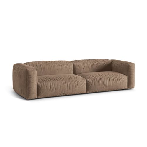 Canapé Modulaire 4 Places En Velours Beige Foncé