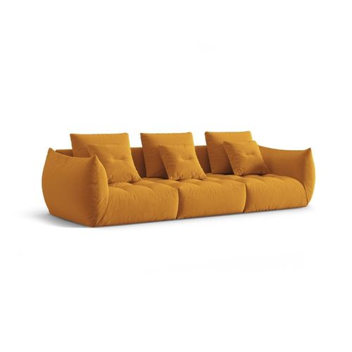 Canapé Modulaire 4 Places En Velours Jaune