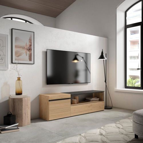 Meuble Tv Effet Bois Chêne 150x35x45cm