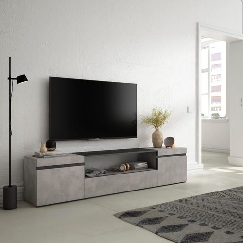 Meuble Tv Effet Bois Ciment 200x35x45cm
