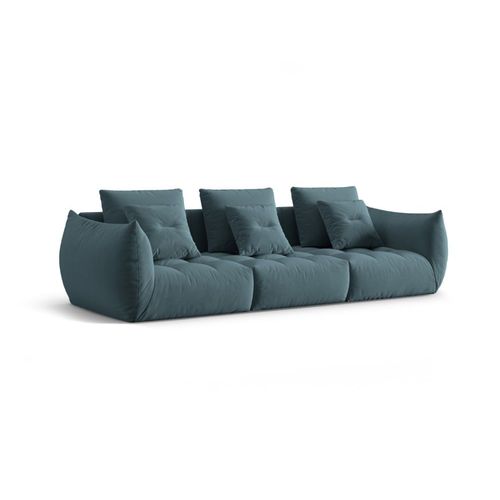 Canapé Modulaire 4 Places En Velours Bleu Pastel