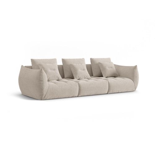 Canapé Modulaire 4 Places En Tissu Structurel Beige Foncé